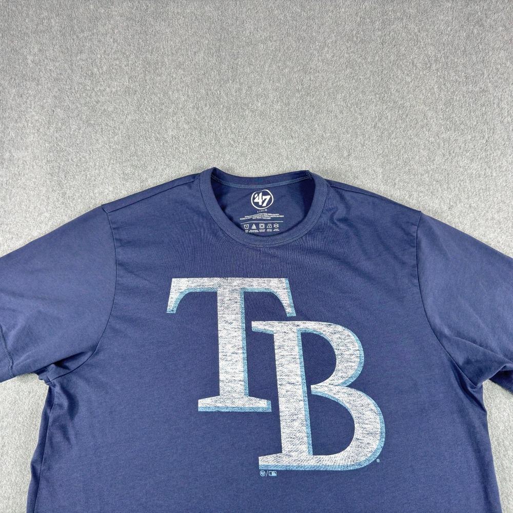 Tampa Bay Rays Blue '47 Brand Distressed Logo Shirt Men's L 100% Cotton